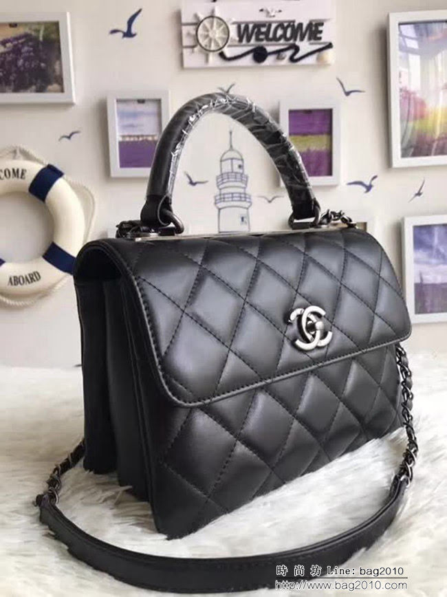 香奈兒CHANEL 92236 2018秋冬小羊皮手提肩背斜背鏈條包 DSC1064